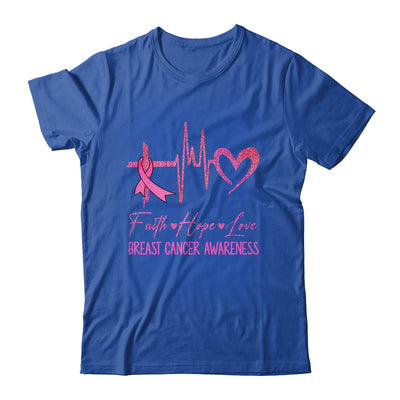 Faith Hope Love Breast Cancer Awareness Ribbon Heartbeat Shirt & Hoodie | teecentury