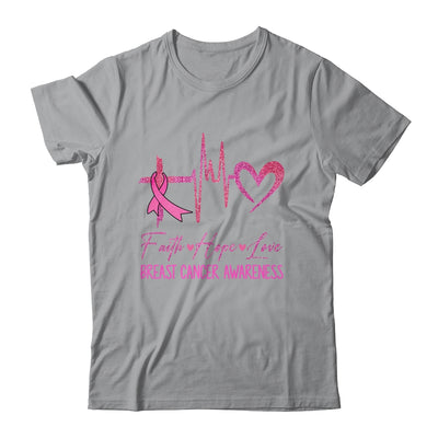Faith Hope Love Breast Cancer Awareness Ribbon Heartbeat Shirt & Hoodie | teecentury