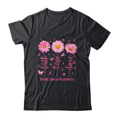 Faith Hope Love Pink Ribbon Breast Cancer Awareness Daisy Shirt & Hoodie | teecentury
