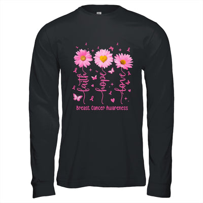 Faith Hope Love Pink Ribbon Breast Cancer Awareness Daisy Shirt & Hoodie | teecentury