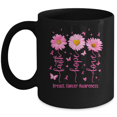 Faith Hope Love Pink Ribbon Breast Cancer Awareness Daisy Mug | teecentury