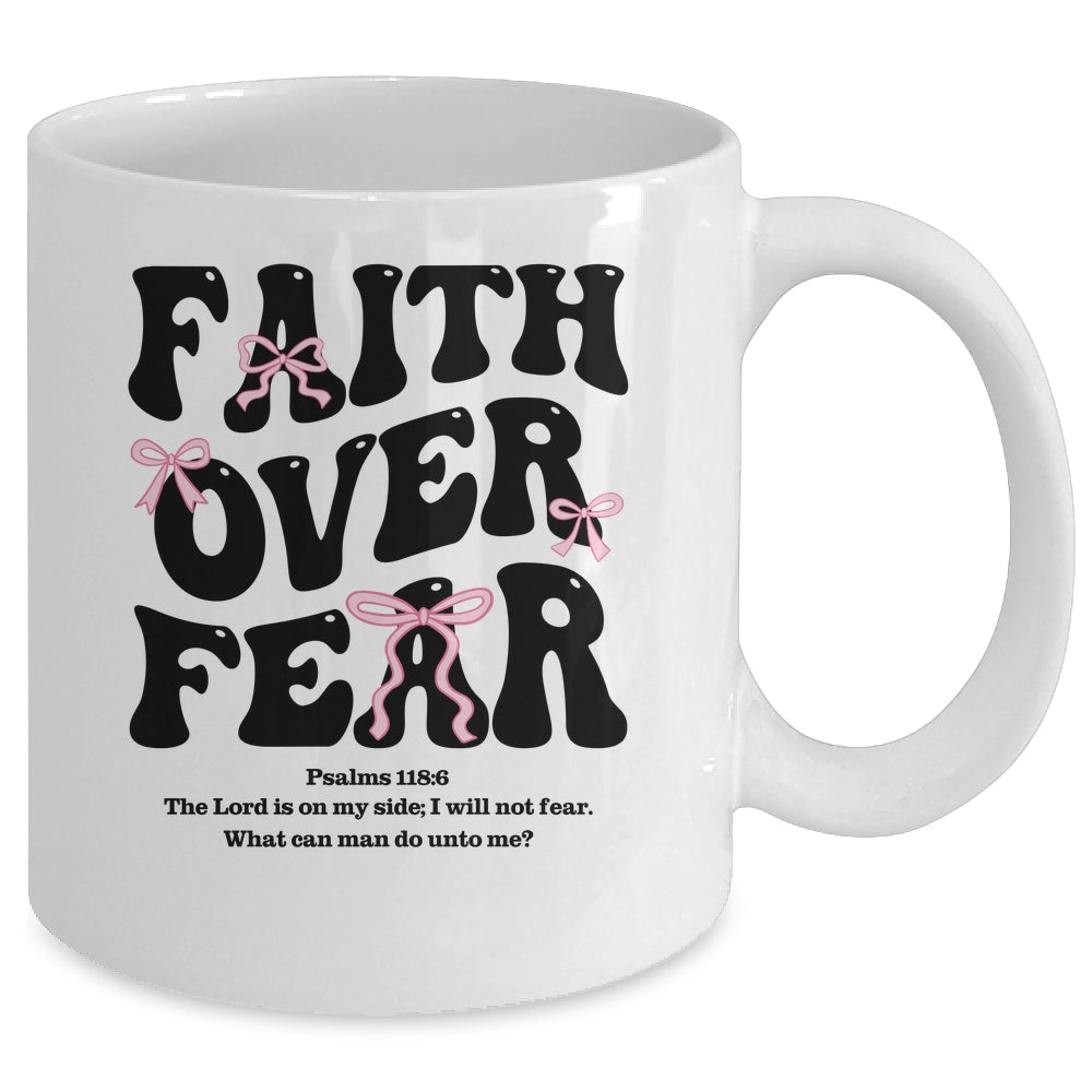 Faith Over Fear Christian Coquette Bow Women Bible Religious Mug | teecentury