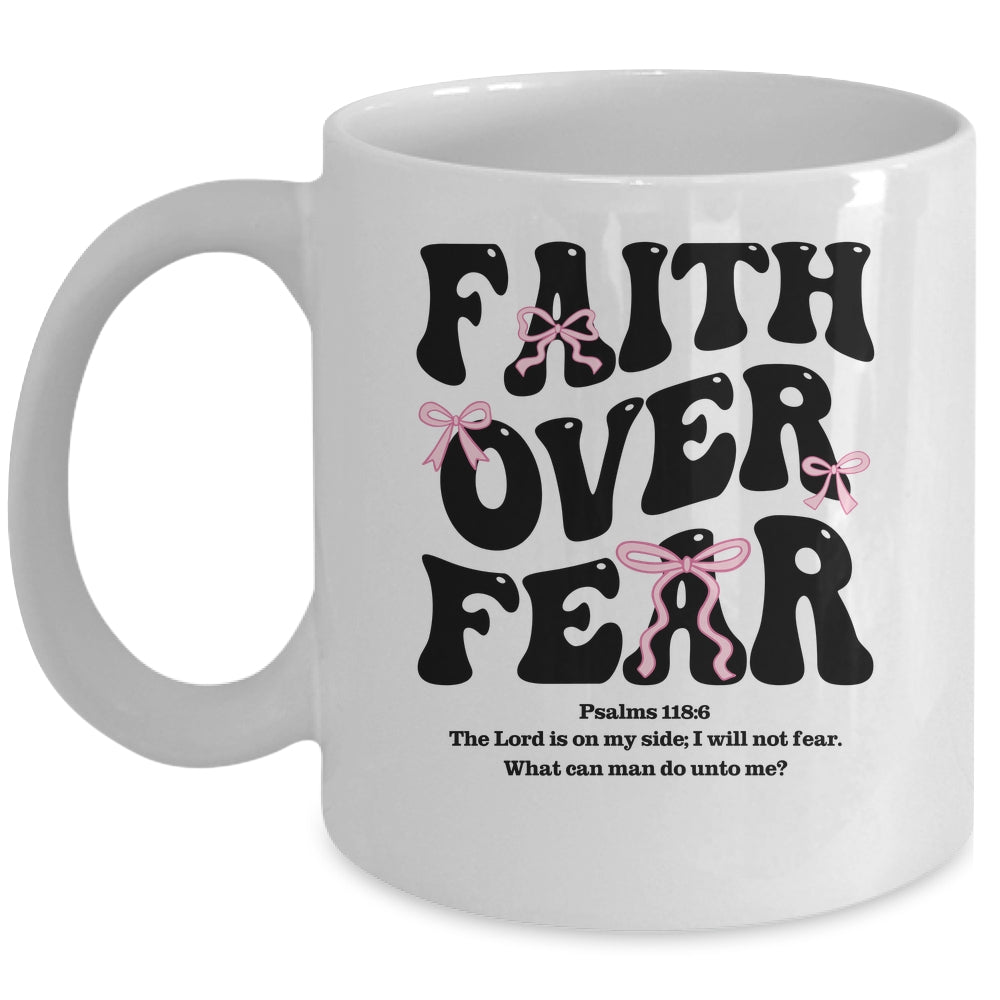 Faith Over Fear Christian Coquette Bow Women Bible Religious Mug | teecentury