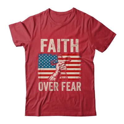 Faith Over Fear Jesus Christian Cross Faith US Flag America Shirt & Hoodie | teecentury