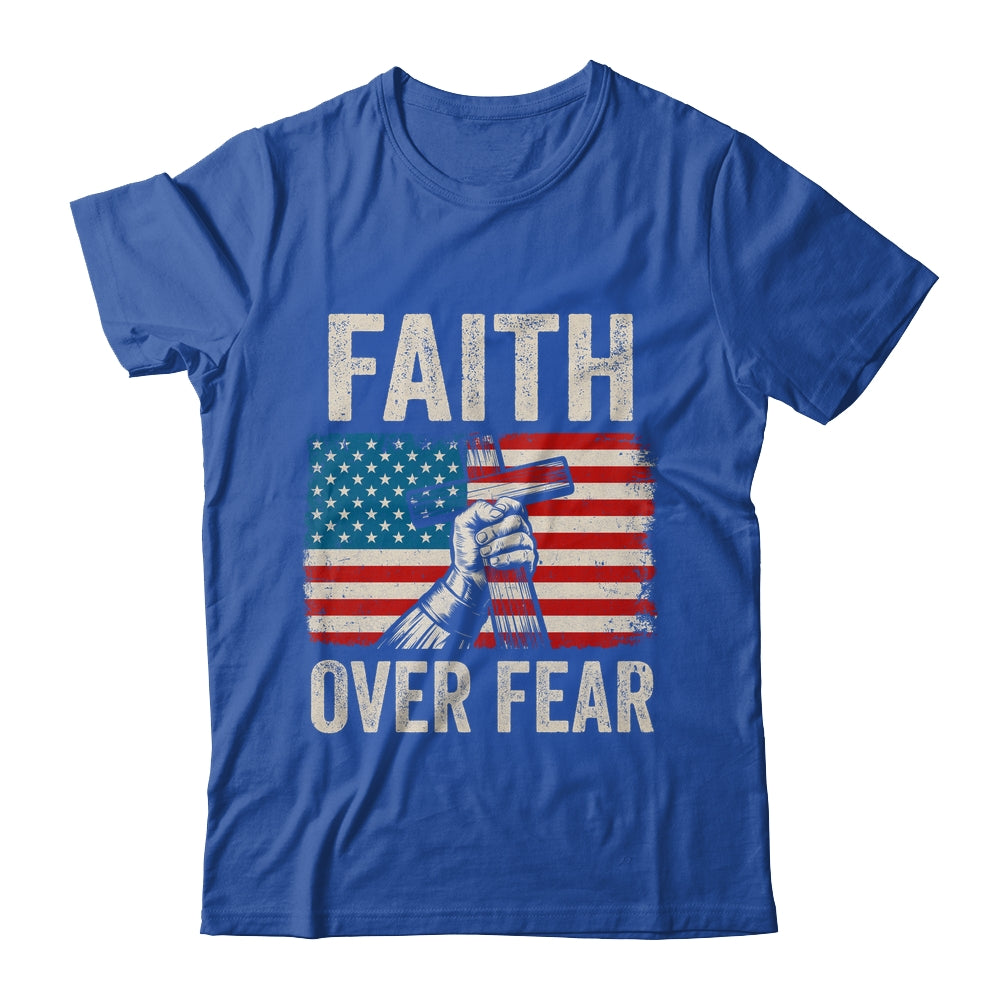 Faith Over Fear Jesus Christian Cross Faith US Flag America Shirt & Hoodie | teecentury