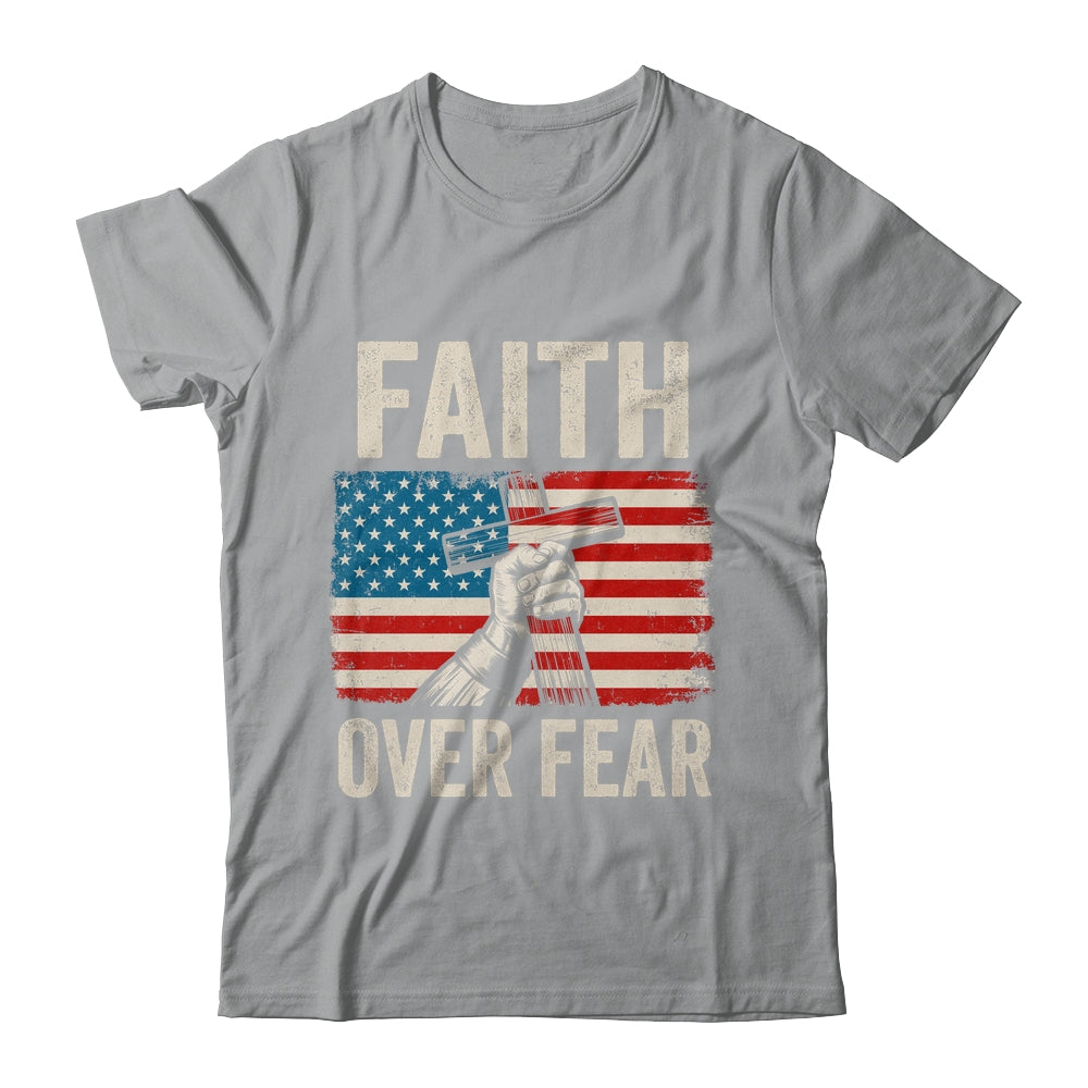 Faith Over Fear Jesus Christian Cross Faith US Flag America Shirt & Hoodie | teecentury