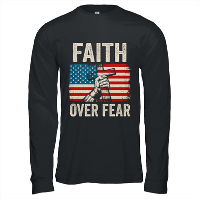 Faith Over Fear Jesus Christian Cross Faith US Flag America Shirt & Hoodie | teecentury