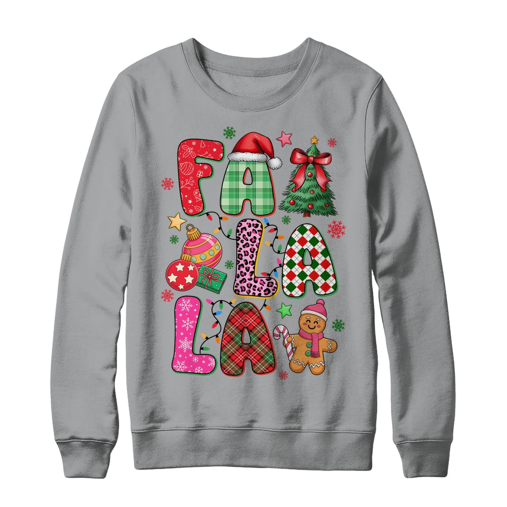 Falala Colorful Preppy Christmas Tree Gingerbread Checkered Shirt & Sweatshirt | teecentury
