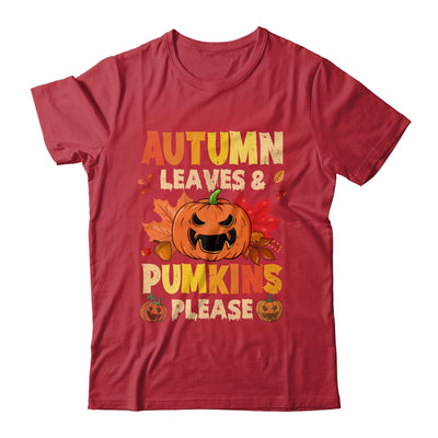 Fall Autumn Leaves And Pumpkin Please Men Women Halloween Shirt & Tank Top | teecentury
