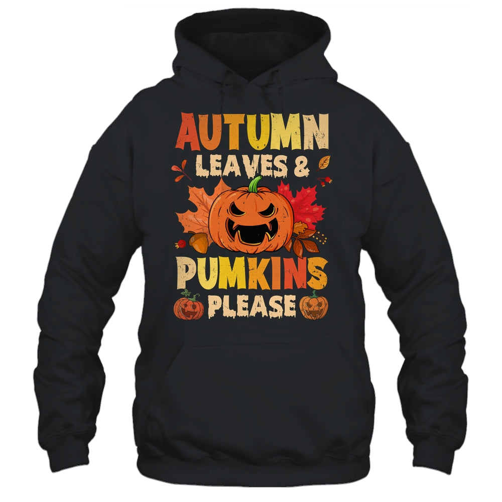Fall Autumn Leaves And Pumpkin Please Men Women Halloween Shirt & Tank Top | teecentury