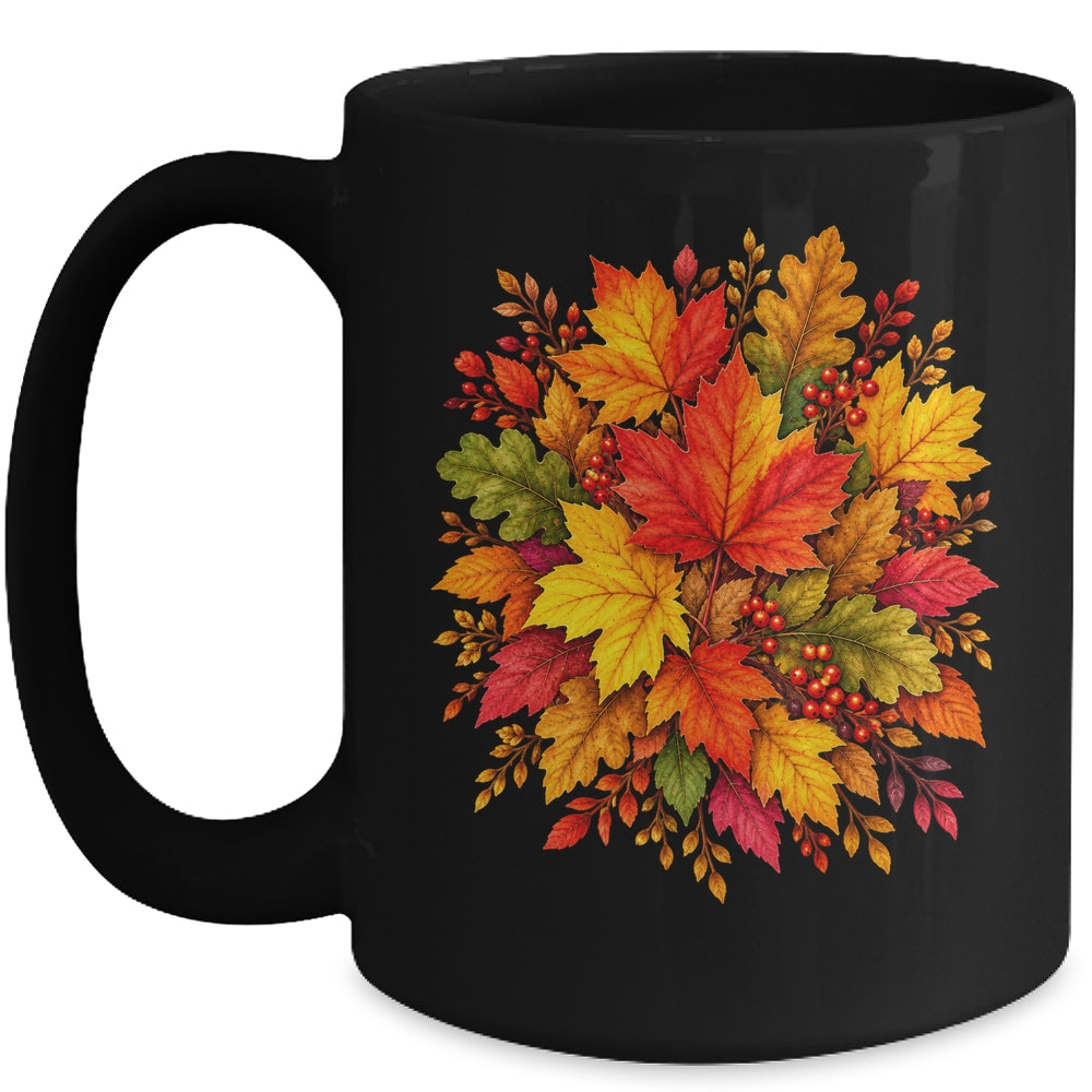 Fall Autumn Leaves Maple Oak Seasonal Harvest Women Mug | teecentury