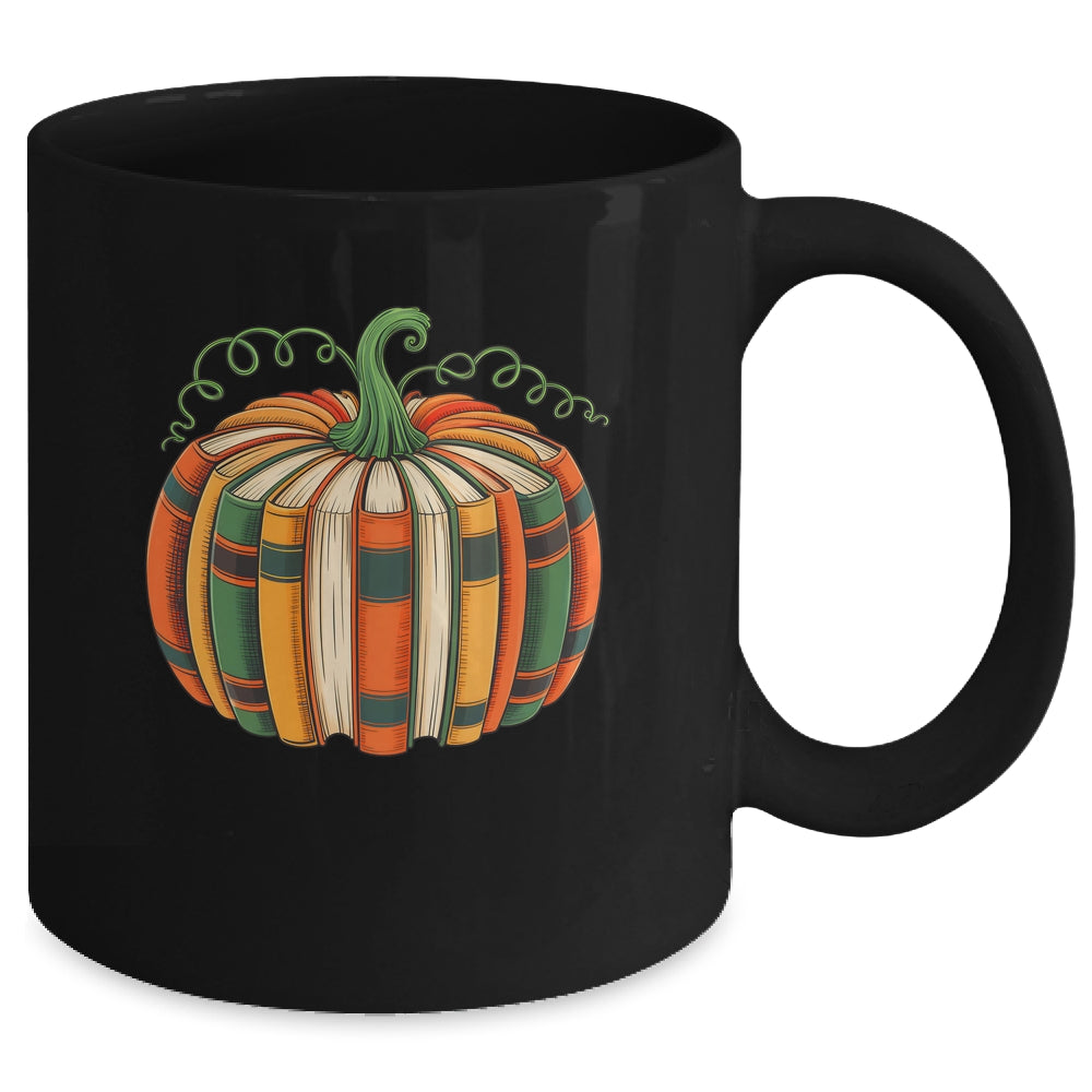 Fall Book Pumpkin Retro Reading Book Halloween Teacher Mug | teecentury