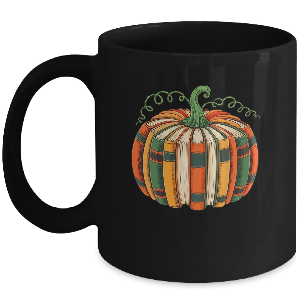 Fall Book Pumpkin Retro Reading Book Halloween Teacher Mug | teecentury