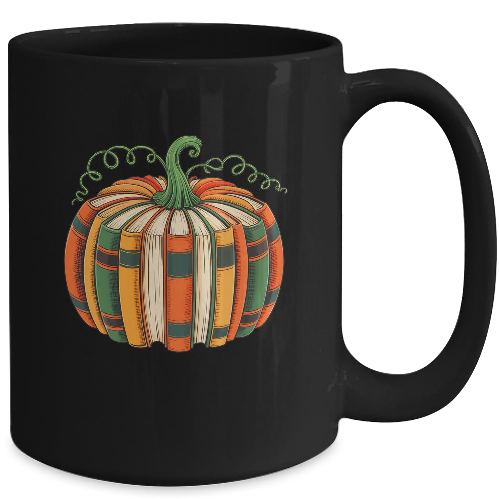Fall Book Pumpkin Retro Reading Book Halloween Teacher Mug | teecentury