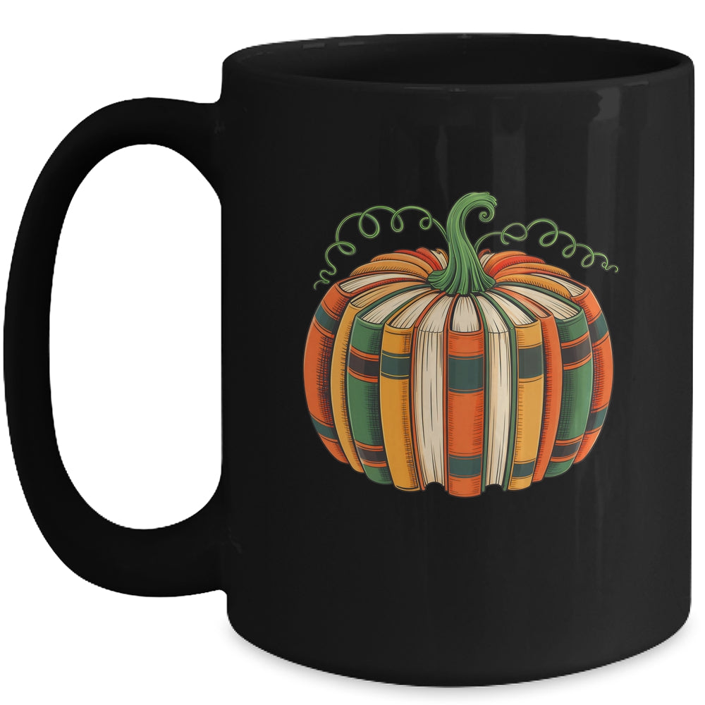 Fall Book Pumpkin Retro Reading Book Halloween Teacher Mug | teecentury