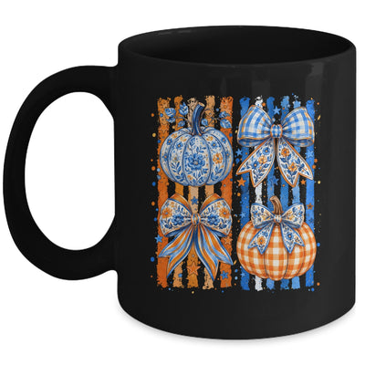 Fall Bow Pumpkin Striped Preppy Floral Fall Autumn Women Mug | teecentury