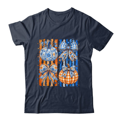 Fall Bow Pumpkin Striped Preppy Floral Fall Autumn Women Shirt & Sweatshirt | teecentury