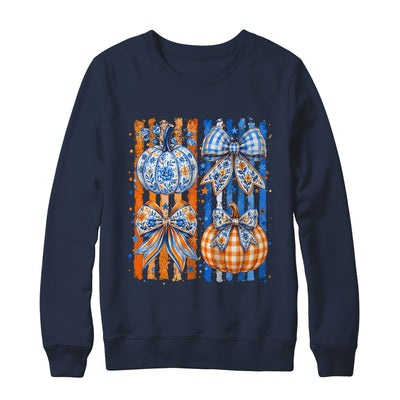 Fall Bow Pumpkin Striped Preppy Floral Fall Autumn Women Shirt & Sweatshirt | teecentury