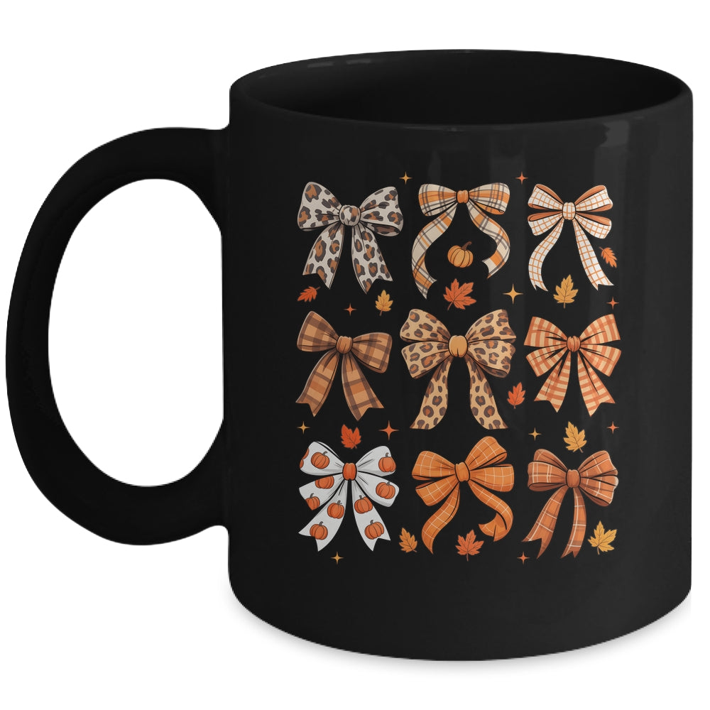 Fall Coquette Bow Fall Pumpkin Thanksgiving Women Girl Mug | teecentury