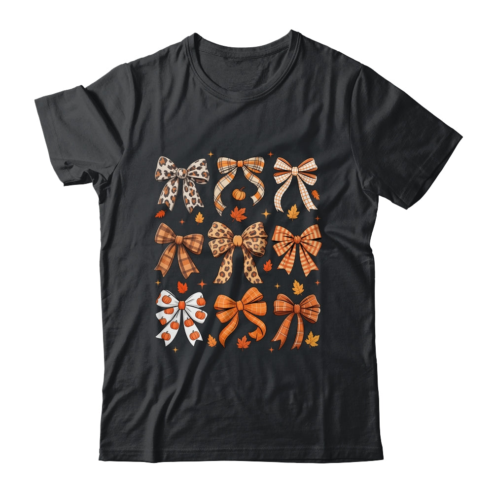 Fall Coquette Bow Fall Pumpkin Thanksgiving Women Girl Shirt & Sweatshirt | teecentury