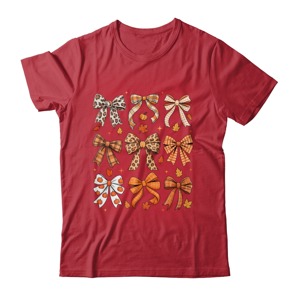 Fall Coquette Bow Fall Pumpkin Thanksgiving Women Girl Shirt & Sweatshirt | teecentury