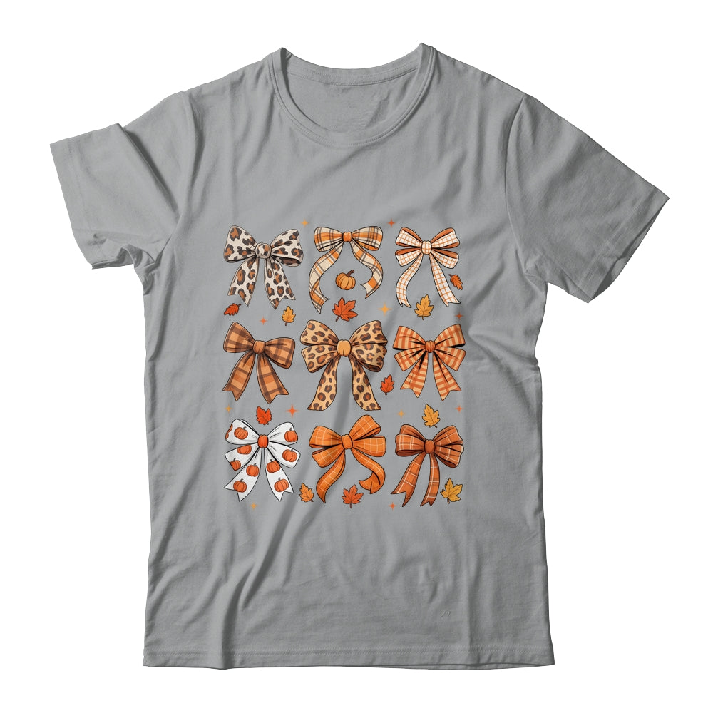 Fall Coquette Bow Fall Pumpkin Thanksgiving Women Girl Shirt & Sweatshirt | teecentury