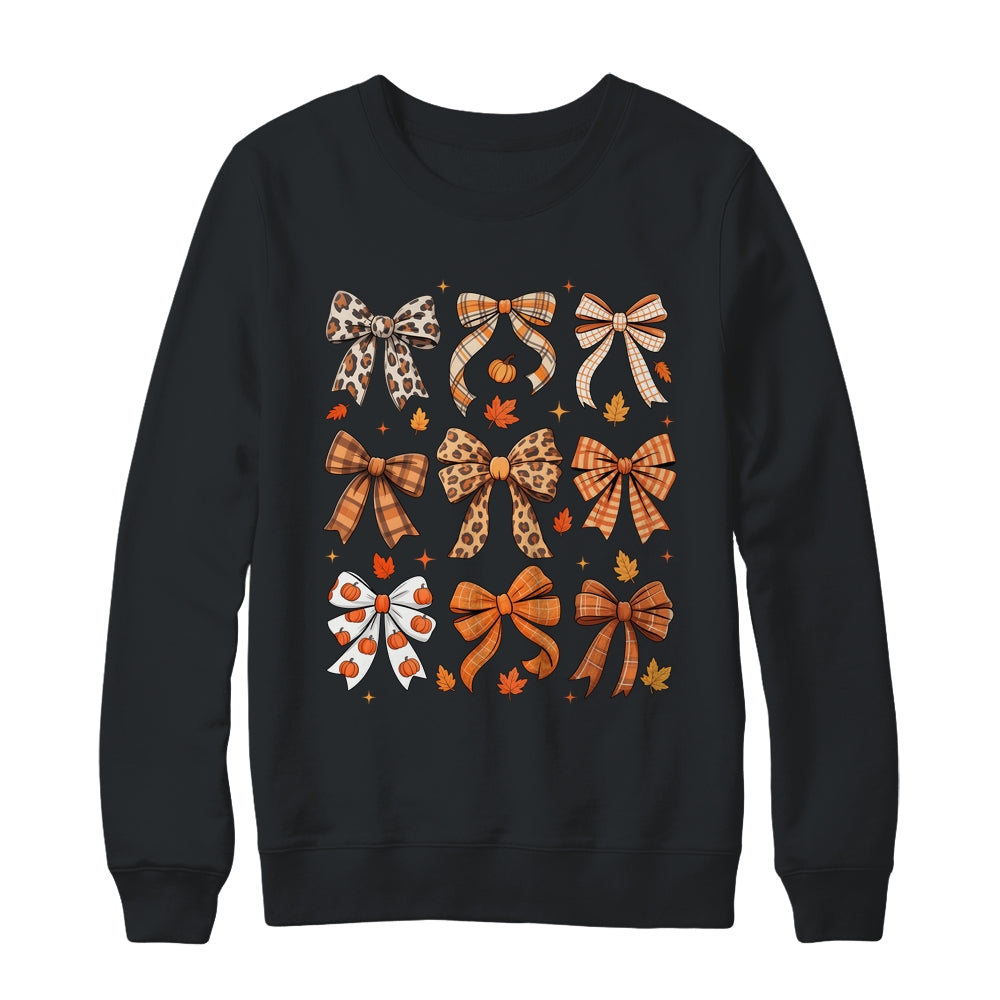 Fall Coquette Bow Fall Pumpkin Thanksgiving Women Girl Shirt & Sweatshirt | teecentury