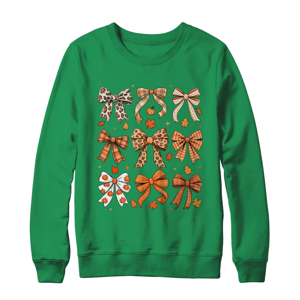 Fall Coquette Bow Fall Pumpkin Thanksgiving Women Girl Shirt & Sweatshirt | teecentury