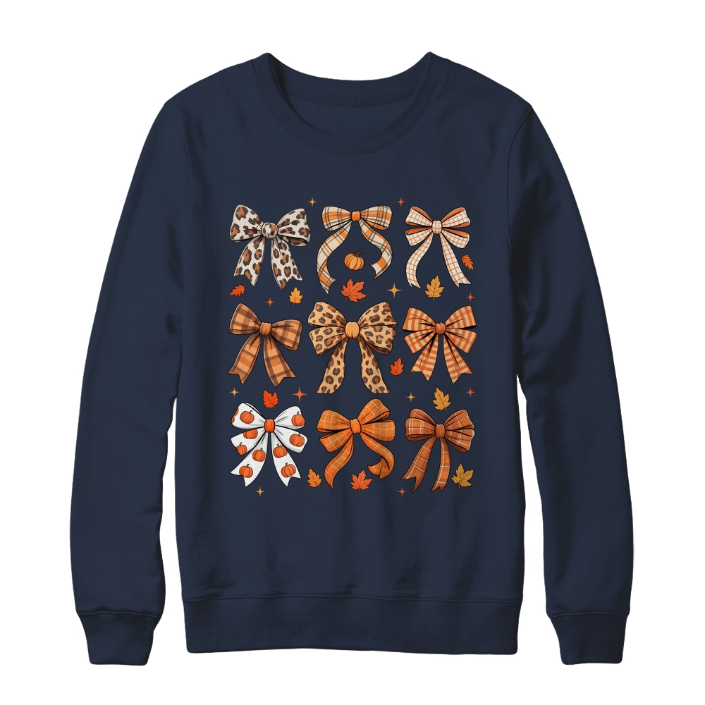 Fall Coquette Bow Fall Pumpkin Thanksgiving Women Girl Shirt & Sweatshirt | teecentury