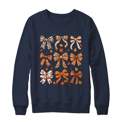 Fall Coquette Bow Fall Pumpkin Thanksgiving Women Girl Shirt & Sweatshirt | teecentury