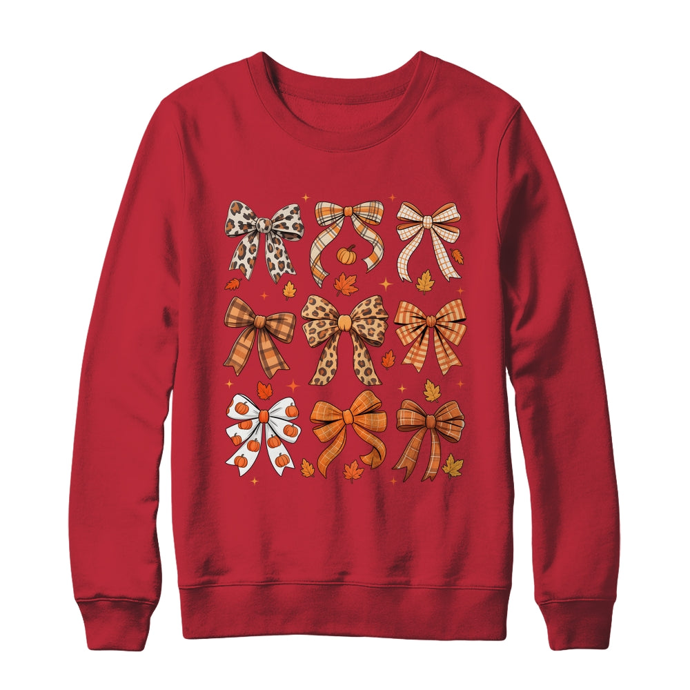 Fall Coquette Bow Fall Pumpkin Thanksgiving Women Girl Shirt & Sweatshirt | teecentury