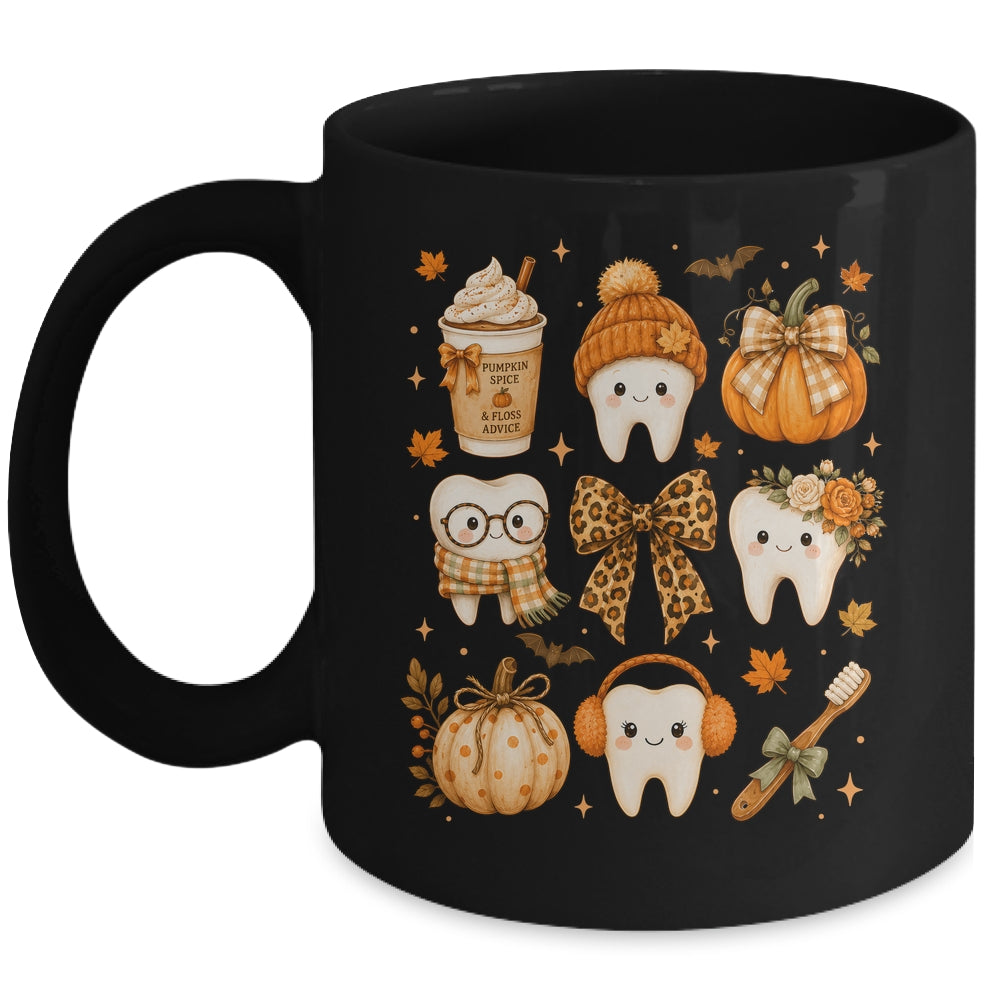 Fall Dentist Halloween Tooth Pumpkin Bow Dental Hygienist Mug | teecentury