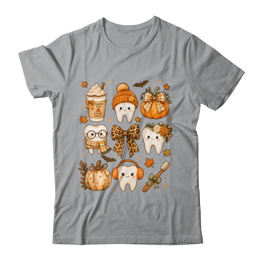 Fall Dentist Halloween Tooth Pumpkin Bow Dental Hygienist Shirt & Sweatshirt | teecentury