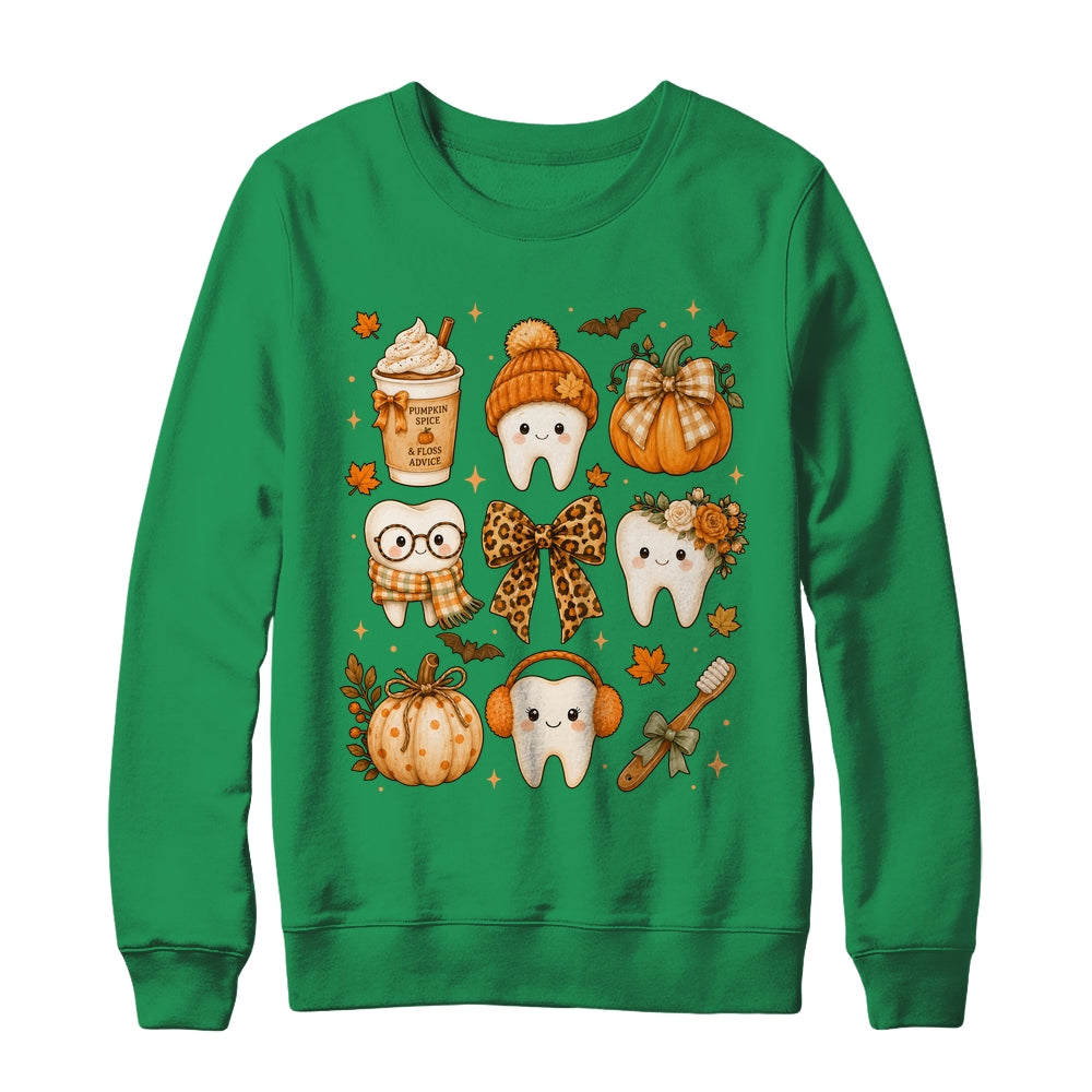 Fall Dentist Halloween Tooth Pumpkin Bow Dental Hygienist Shirt & Sweatshirt | teecentury