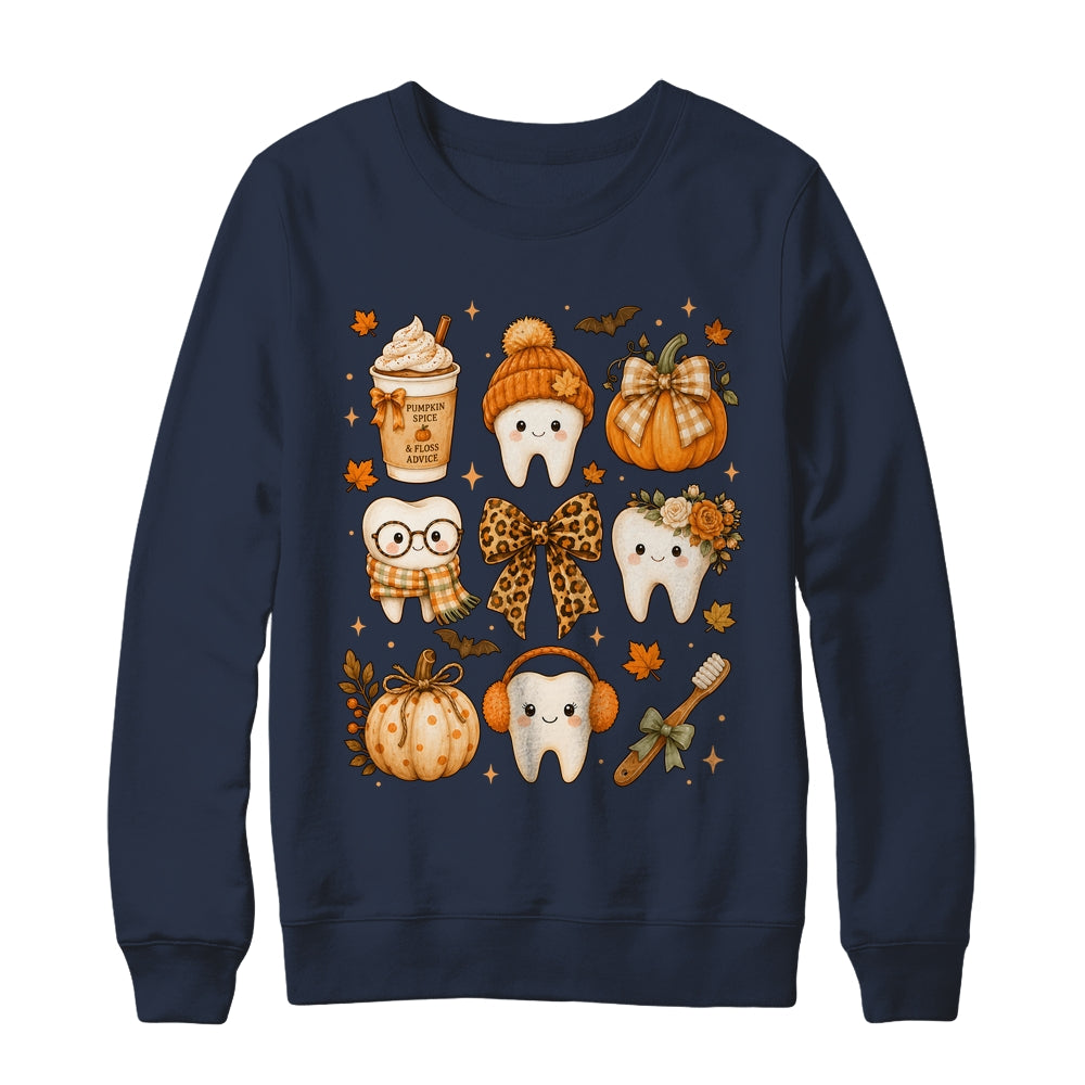 Fall Dentist Halloween Tooth Pumpkin Bow Dental Hygienist Shirt & Sweatshirt | teecentury