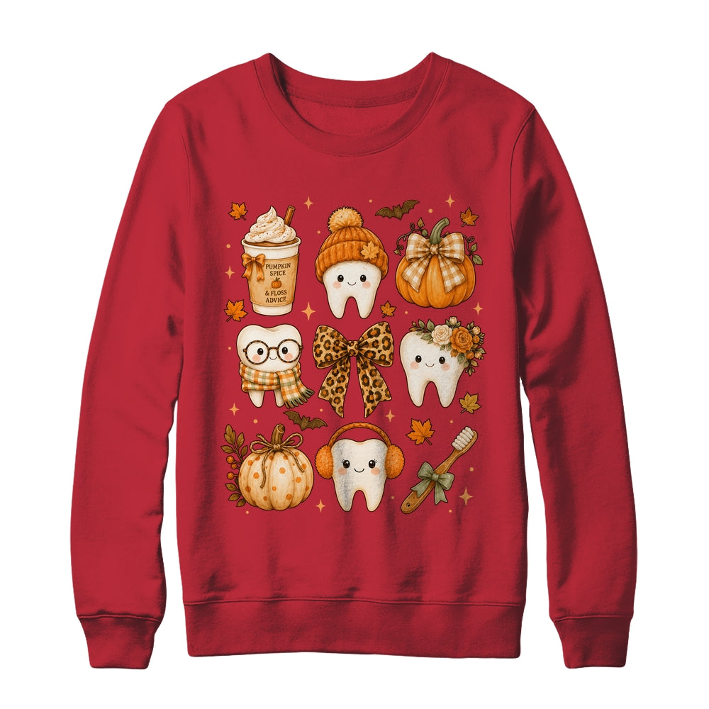 Fall Dentist Halloween Tooth Pumpkin Bow Dental Hygienist Shirt & Sweatshirt | teecentury