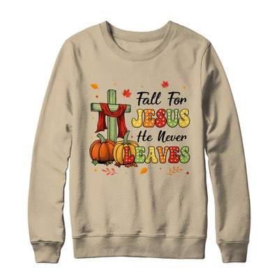 Fall For Jesus He Never Leaves Autumn Christian Thanksgiving Shirt & Sweatshirt | teecentury