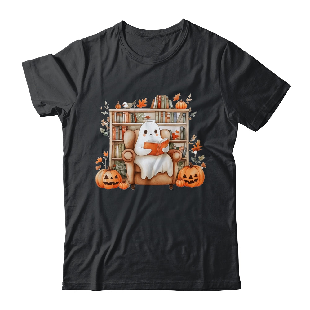 Fall Halloween Cute Ghost Reading Book Spooky Pumpkin Women Shirt & Sweatshirt | teecentury