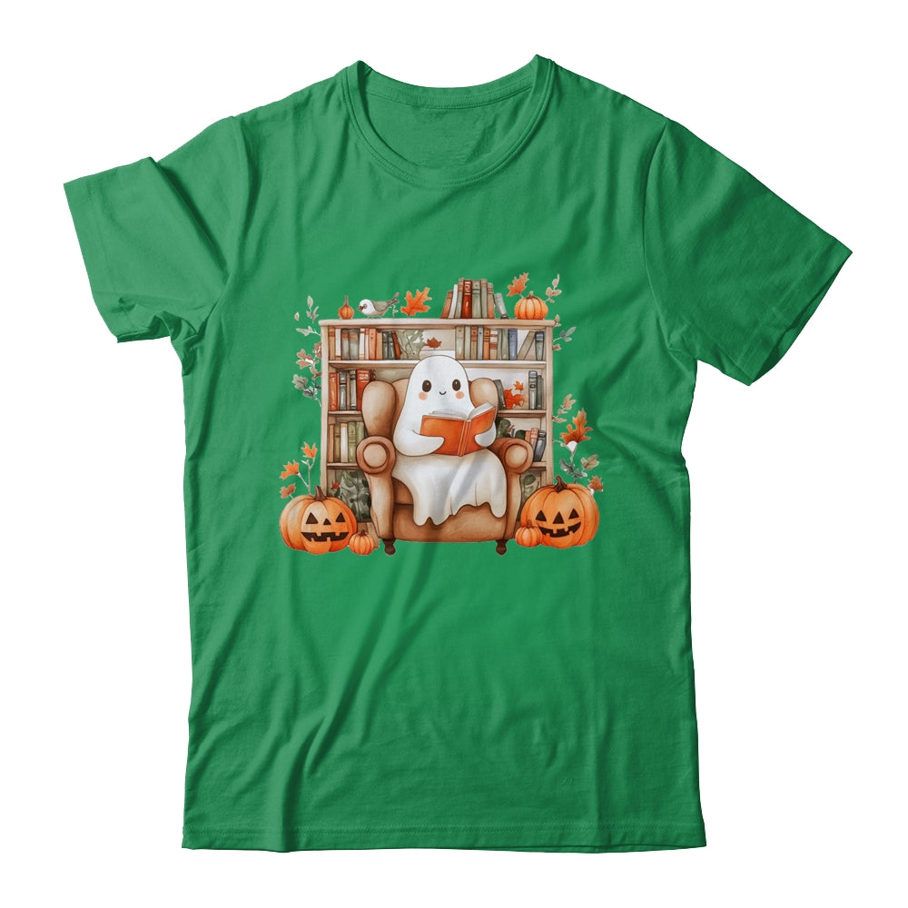 Fall Halloween Cute Ghost Reading Book Spooky Pumpkin Women Shirt & Sweatshirt | teecentury
