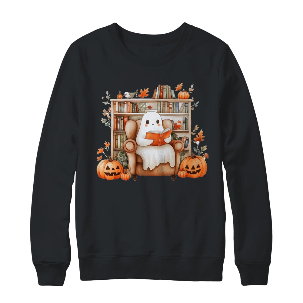 Fall Halloween Cute Ghost Reading Book Spooky Pumpkin Women Shirt & Sweatshirt | teecentury