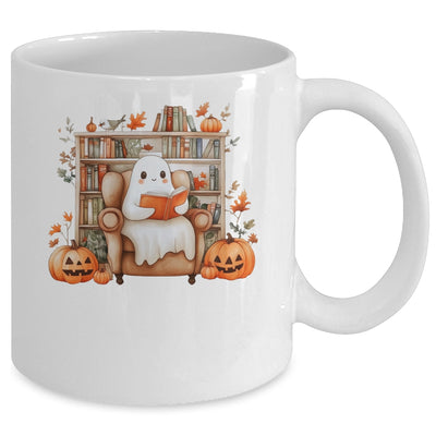 Fall Halloween Cute Ghost Reading Book Spooky Pumpkin Women Mug | teecentury