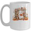 Fall Halloween Cute Ghost Reading Book Spooky Pumpkin Women Mug | teecentury