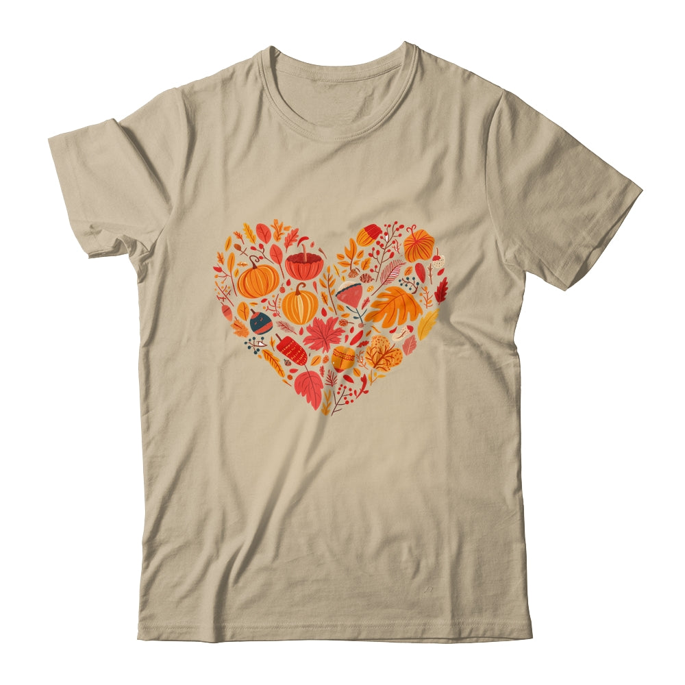 Fall Heart Women Pumpkin Halloween Thanksgiving Heart Shirt & Sweatshirt | teecentury