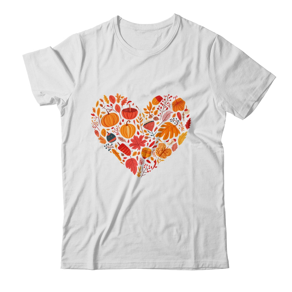 Fall Heart Women Pumpkin Halloween Thanksgiving Heart Shirt & Sweatshirt | teecentury
