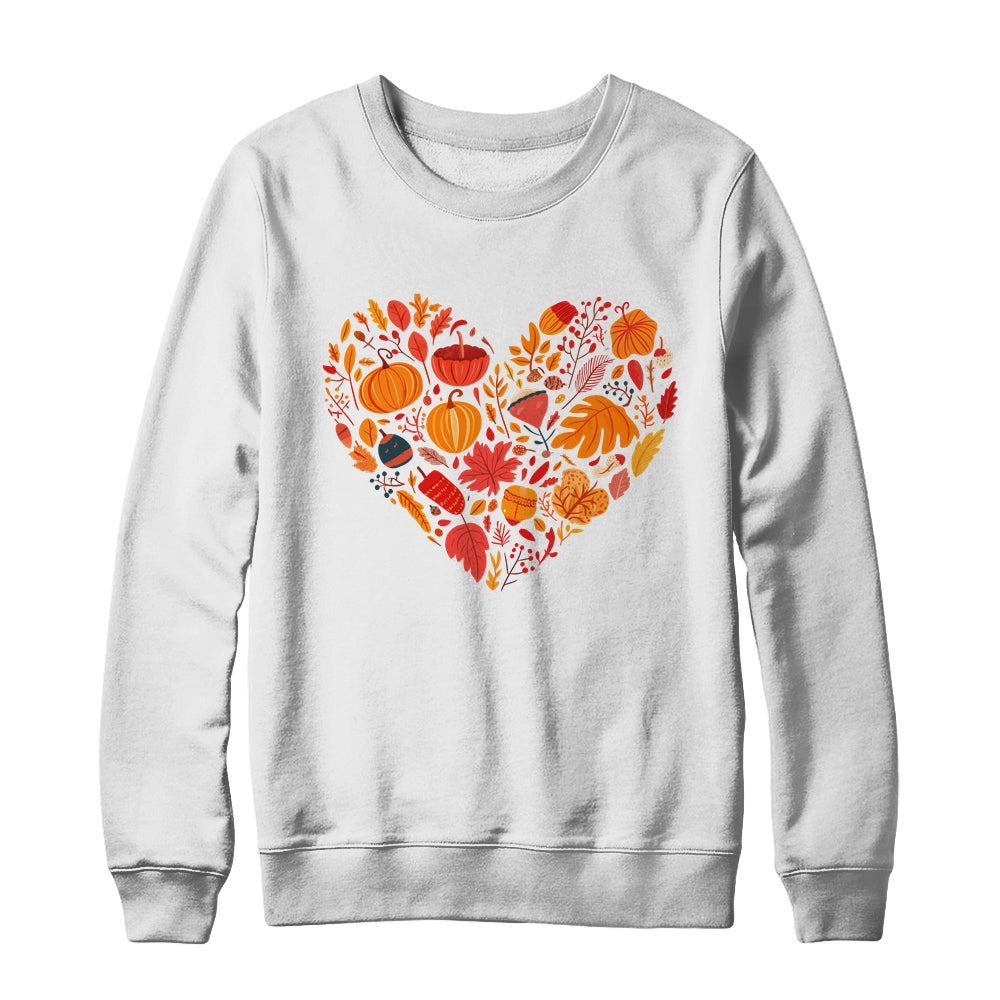 Fall Heart Women Pumpkin Halloween Thanksgiving Heart Shirt & Sweatshirt | teecentury