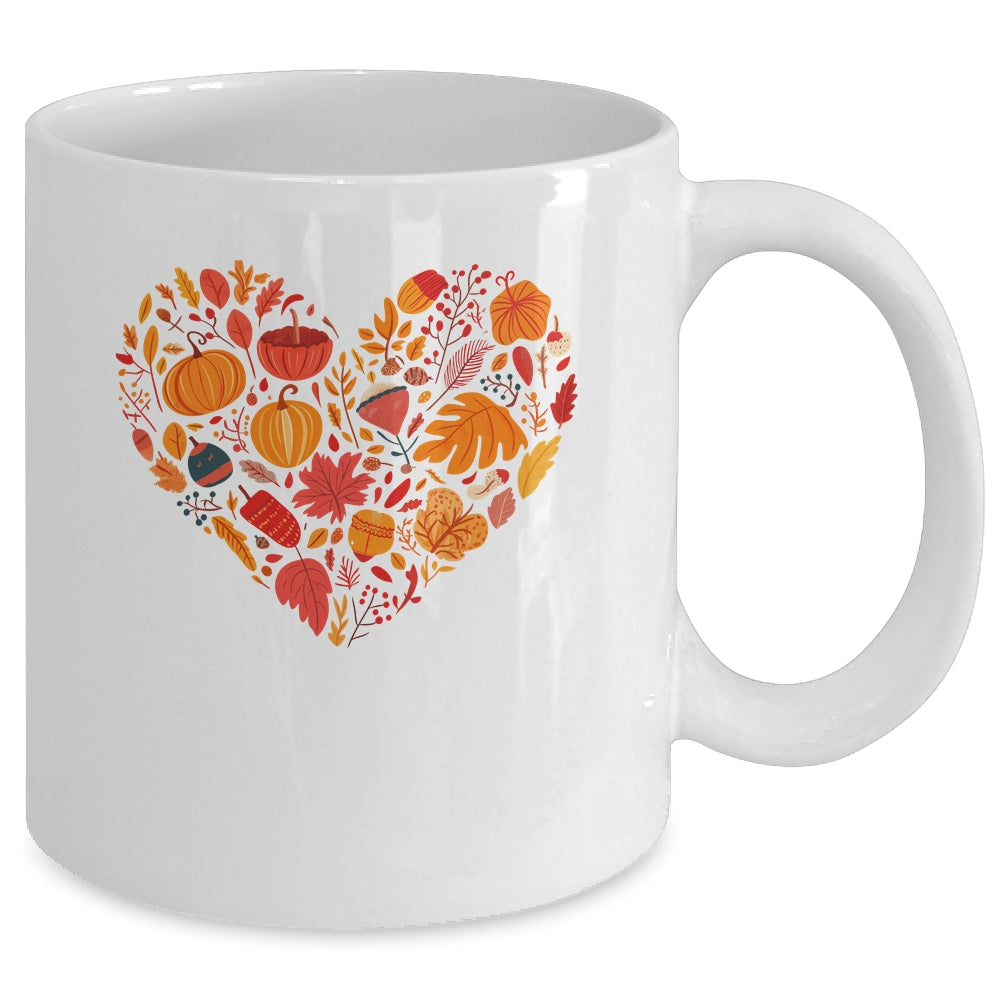 Fall Heart Women Pumpkin Halloween Thanksgiving Heart Mug | teecentury