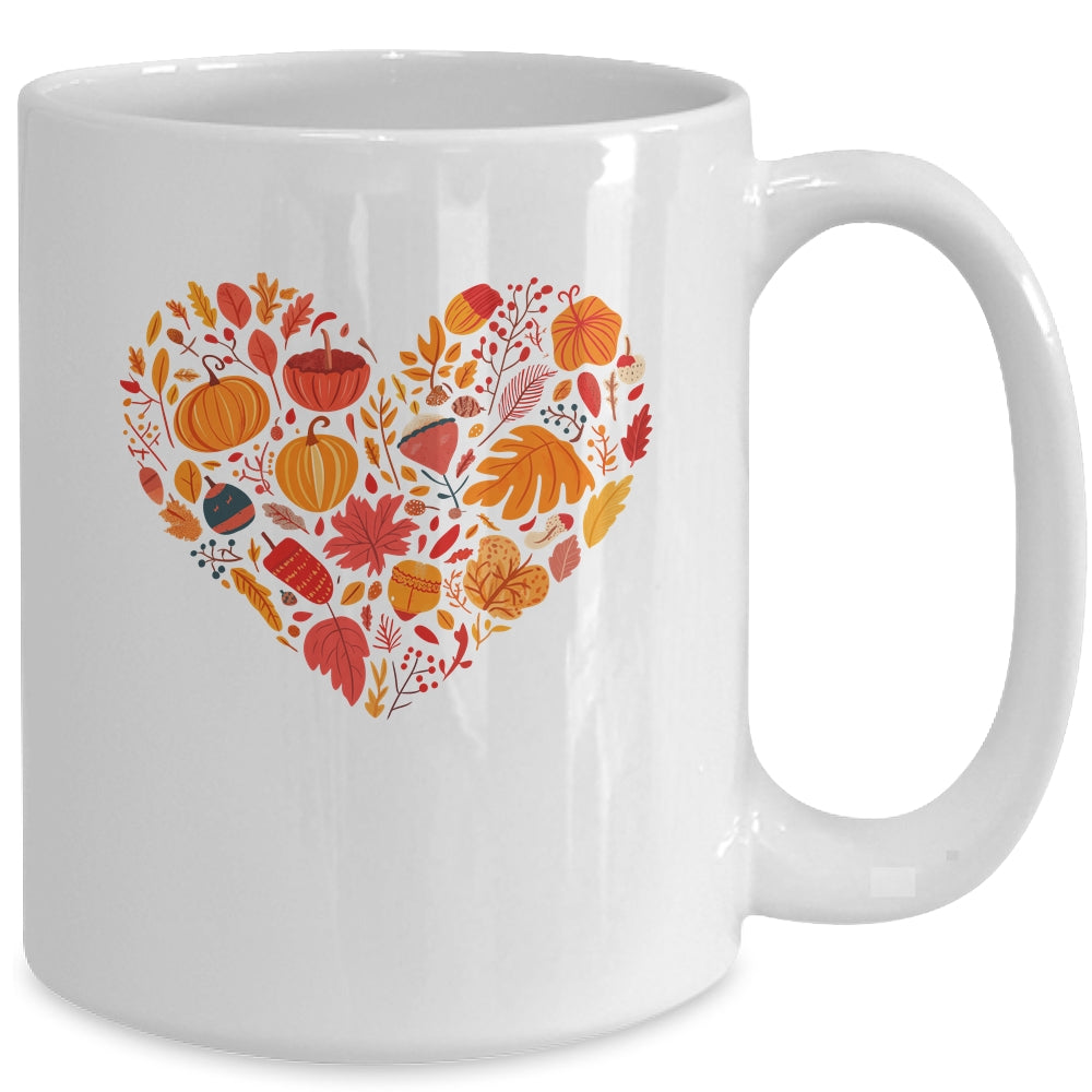 Fall Heart Women Pumpkin Halloween Thanksgiving Heart Mug | teecentury