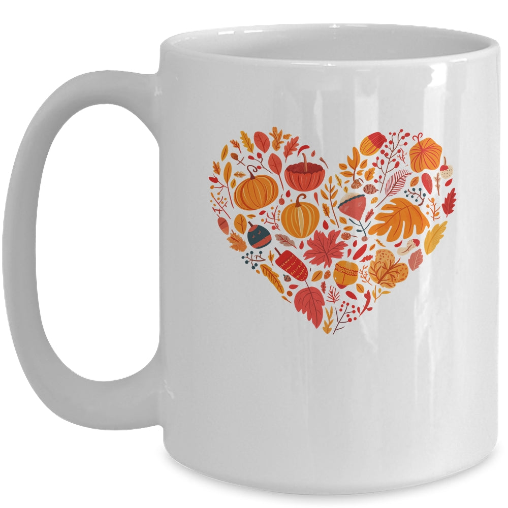 Fall Heart Women Pumpkin Halloween Thanksgiving Heart Mug | teecentury
