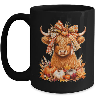 Fall Highland Cow Autumn Pumpkin Bow Floral Western Mug | teecentury