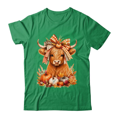 Fall Highland Cow Autumn Pumpkin Bow Floral Western Shirt & Sweatshirt | teecentury
